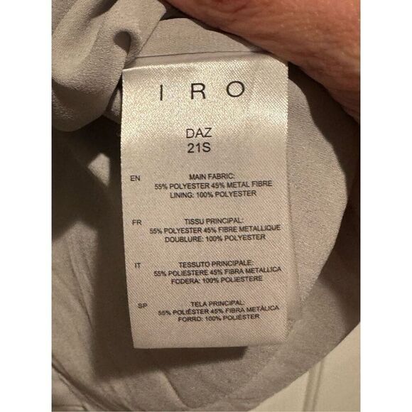 NWT IRO X Revolve Draped Metallic Silver Deep V-Neck Shoulder Pad Mini Dress 6 - Picture 8 of 16